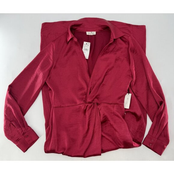 NWT Mila Mae Dress Wine Red Long Sleeve Maxi Knot Front Sz M - Picture 14 of 16